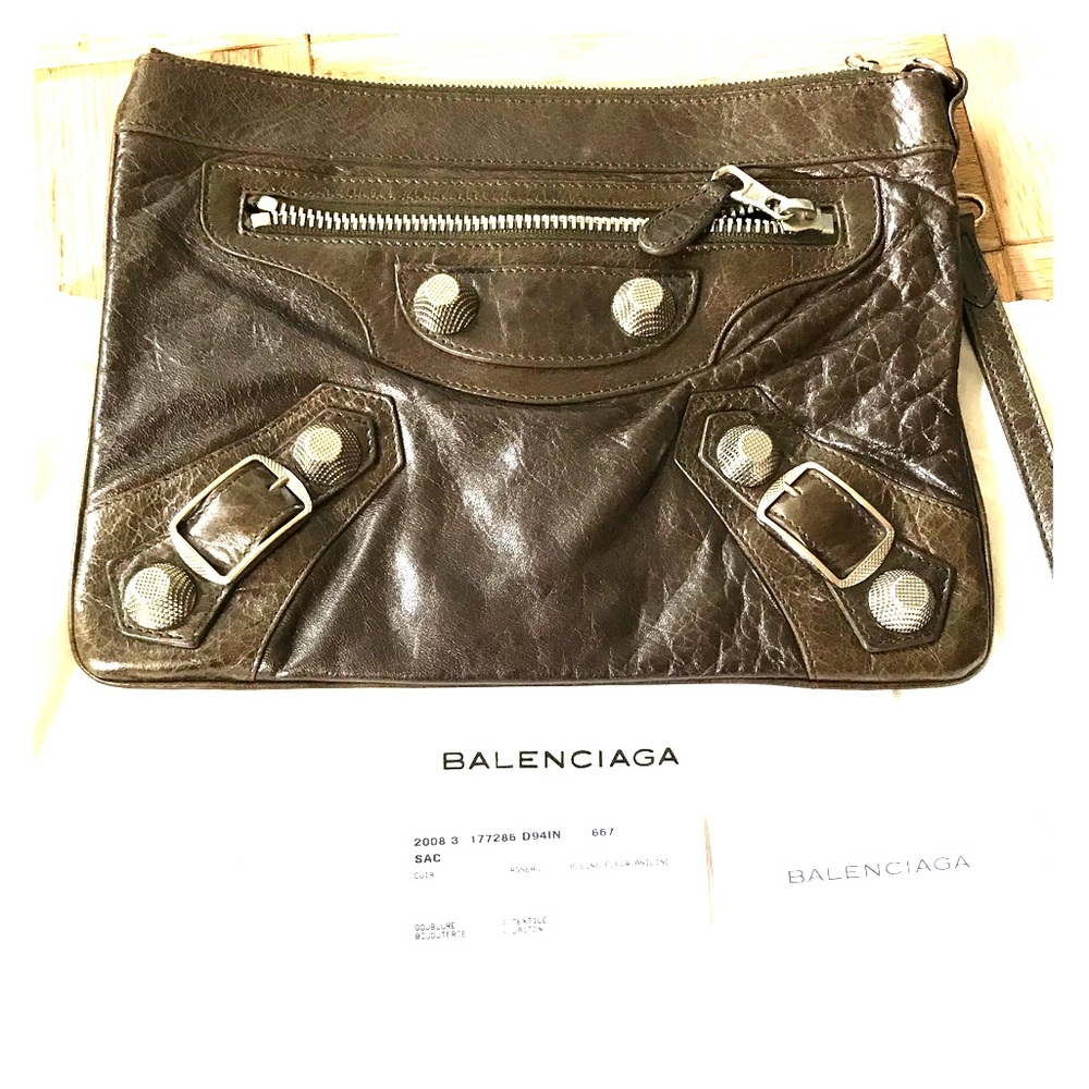 Balenciaga Flat Clutch in Vert Fonce (Olive) GSH